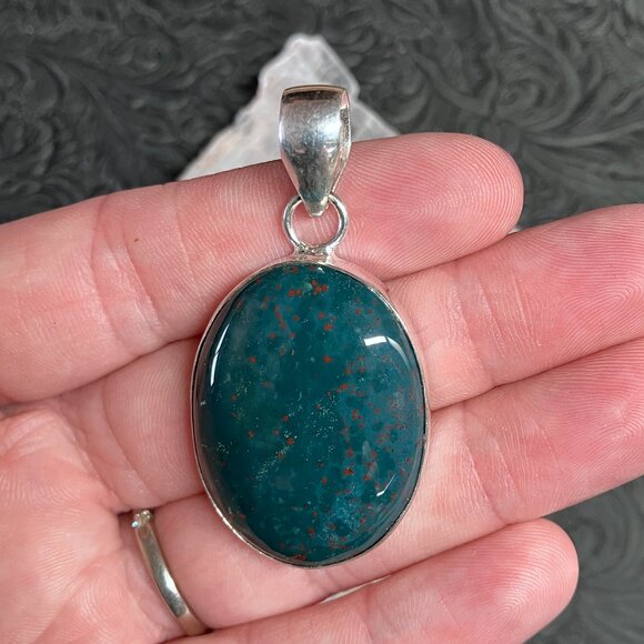 Unisex Heliotrope Bloodstone Pendant Stone Crystal Jewelry - Picture 8 of 8